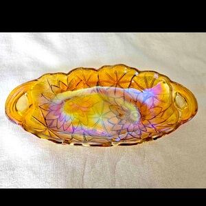 Large Vintage Indian Iridescent Glass Decorative dish